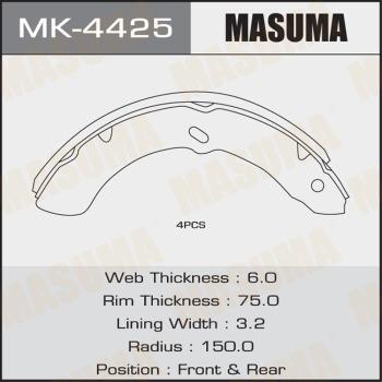 MASUMA MK-4425 - Комплект гальм, барабанний механізм autocars.com.ua