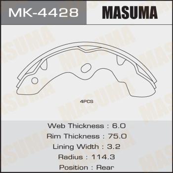 MASUMA MK-4428 - Комплект гальм, барабанний механізм autocars.com.ua