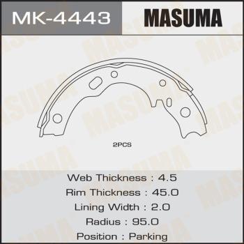 MASUMA MK-4443 - Комплект гальм, барабанний механізм autocars.com.ua