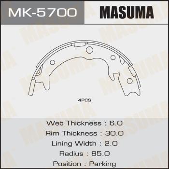 MASUMA MK-5700 - Комплект тормозных колодок, барабанные avtokuzovplus.com.ua