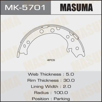 MASUMA MK-5701 - Комплект гальм, барабанний механізм autocars.com.ua