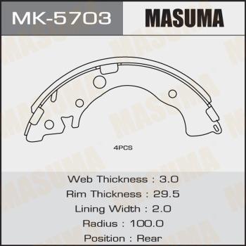 MASUMA MK5703 - Комплект тормозных колодок, барабанные avtokuzovplus.com.ua