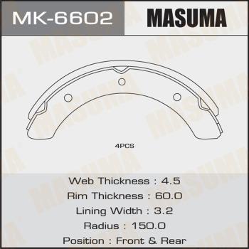 MASUMA MK-6602 - Комплект гальм, барабанний механізм autocars.com.ua