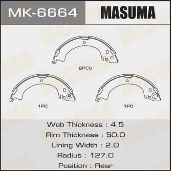 MASUMA MK-6664 - Комплект гальм, барабанний механізм autocars.com.ua
