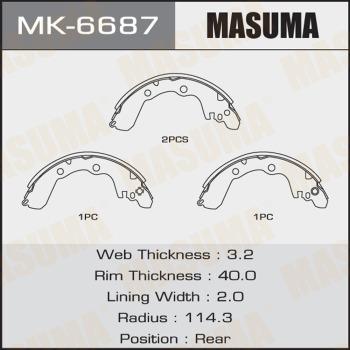 MASUMA MK-6687 - Комплект гальм, барабанний механізм autocars.com.ua