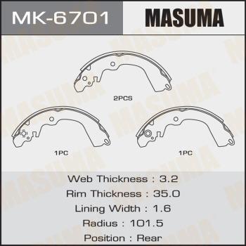 MASUMA MK-6701 - Комплект тормозных колодок, барабанные avtokuzovplus.com.ua