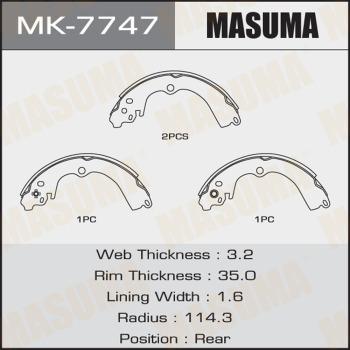 MASUMA MK-7747 - Комплект гальм, барабанний механізм autocars.com.ua