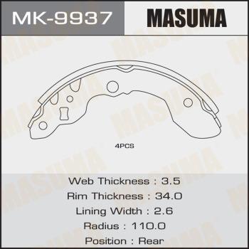 MASUMA MK-9937 - Комплект гальм, барабанний механізм autocars.com.ua