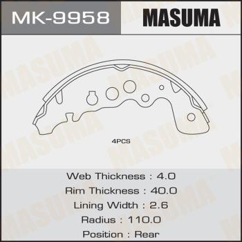 MASUMA MK-9958 - Комплект тормозных колодок, барабанные avtokuzovplus.com.ua