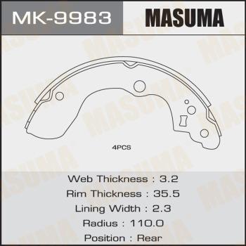 MASUMA MK-9983 - Комплект гальм, барабанний механізм autocars.com.ua