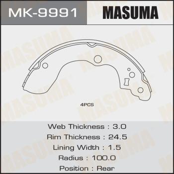 MASUMA MK-9991 - Комплект тормозных колодок, барабанные avtokuzovplus.com.ua