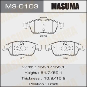MASUMA MS-0103 - Комплект гальм, барабанний механізм autocars.com.ua