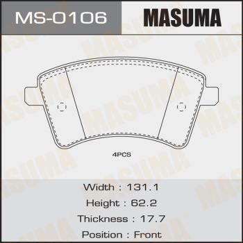 MASUMA MS-0106 - Комплект гальм, барабанний механізм autocars.com.ua