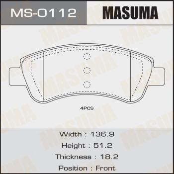 MASUMA MS-0112 - Комплект гальм, барабанний механізм autocars.com.ua