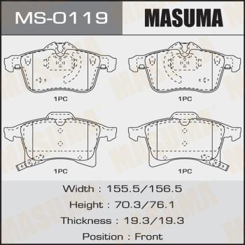 MASUMA MS-0119 - Комплект гальм, барабанний механізм autocars.com.ua