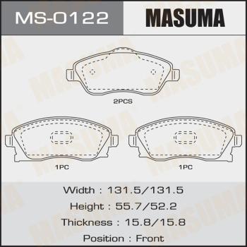 MASUMA MS-0122 - Комплект гальм, барабанний механізм autocars.com.ua
