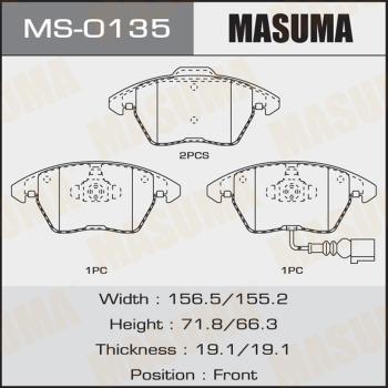 MASUMA MS-0135 - Комплект гальм, барабанний механізм autocars.com.ua