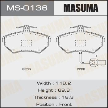 MASUMA MS-0136 - Комплект гальм, барабанний механізм autocars.com.ua