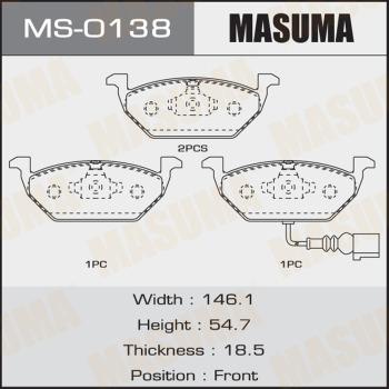 MASUMA MS-0138 - Комплект гальм, барабанний механізм autocars.com.ua