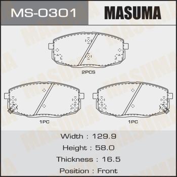 MASUMA MS-0301 - Колодка тормозная передняя Hyundai i30 07--Kia Ceed 06- MS0301 Masuma autocars.com.ua