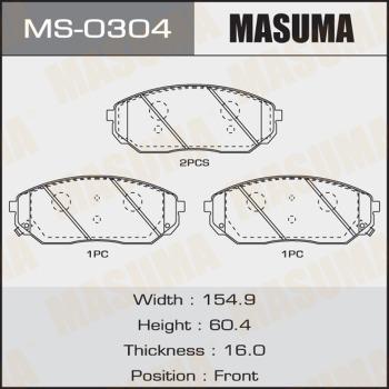 MASUMA MS-0304 - Комплект гальм, барабанний механізм autocars.com.ua