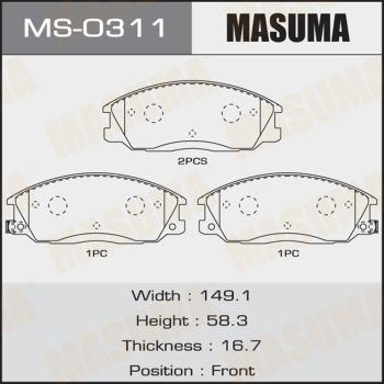 MASUMA MS-0311 - Комплект гальм, барабанний механізм autocars.com.ua