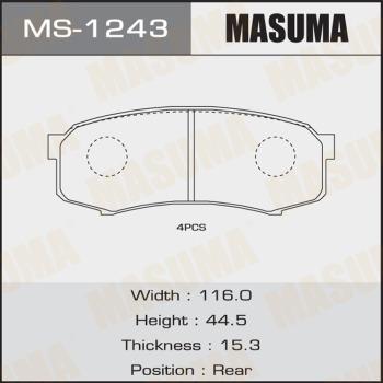 MASUMA MS-1243 - Комплект гальм, барабанний механізм autocars.com.ua