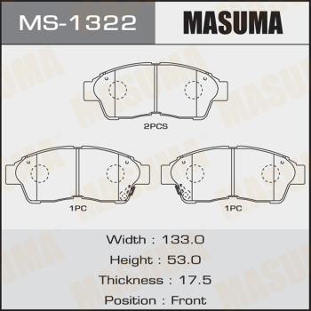 MASUMA MS-1322 - Комплект гальм, барабанний механізм autocars.com.ua