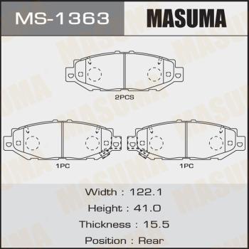 MASUMA MS-1363 - Комплект гальм, барабанний механізм autocars.com.ua