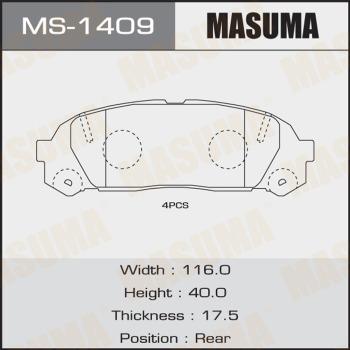 MASUMA MS-1409 - Комплект гальм, барабанний механізм autocars.com.ua