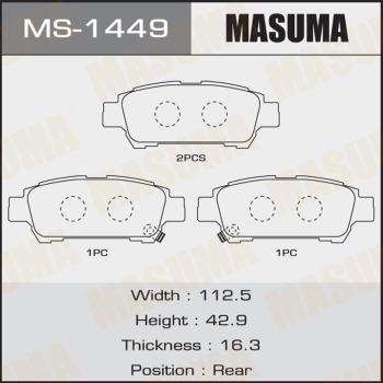 MASUMA MS-1449 - Комплект гальм, барабанний механізм autocars.com.ua