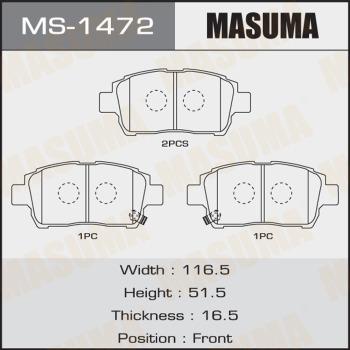 MASUMA MS-1472 - Комплект гальм, барабанний механізм autocars.com.ua