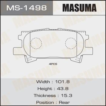 MASUMA MS-1498 - Комплект гальм, барабанний механізм autocars.com.ua