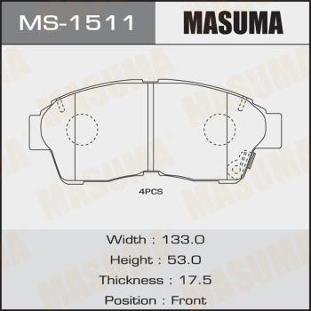 MASUMA MS-1511 - Комплект тормозных колодок, барабанные avtokuzovplus.com.ua
