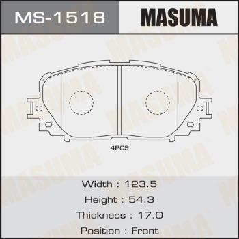 MASUMA MS-1518 - Комплект гальм, барабанний механізм autocars.com.ua