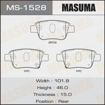 MASUMA MS-1528 - Комплект гальм, барабанний механізм autocars.com.ua