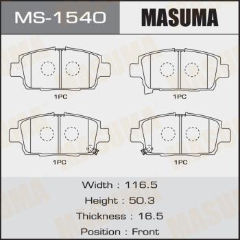 MASUMA MS-1540 - Комплект тормозных колодок, барабанные avtokuzovplus.com.ua