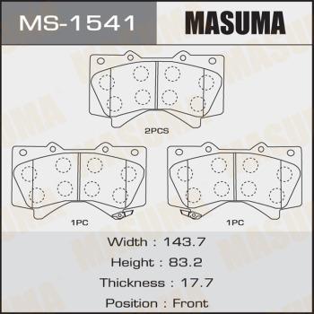 MASUMA MS-1541 - Комплект гальм, барабанний механізм autocars.com.ua