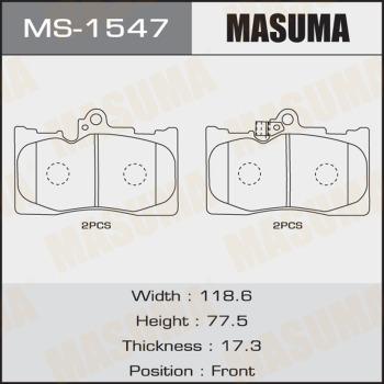 MASUMA MS-1547 - Комплект гальм, барабанний механізм autocars.com.ua