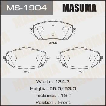 MASUMA MS-1904 - Комплект гальм, барабанний механізм autocars.com.ua