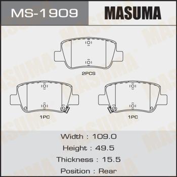 MASUMA MS-1909 - Комплект тормозных колодок, барабанные avtokuzovplus.com.ua