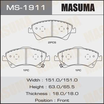 MASUMA MS-1911 - Комплект гальм, барабанний механізм autocars.com.ua