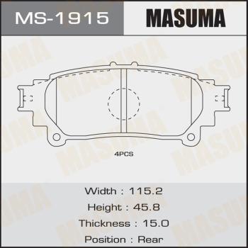 MASUMA MS-1915 - Комплект гальм, барабанний механізм autocars.com.ua