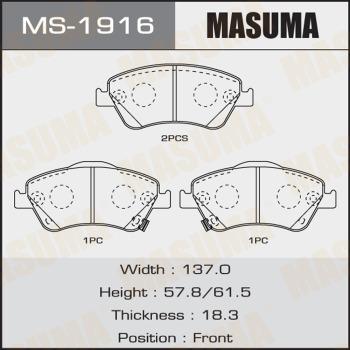 MASUMA MS-1916 - Комплект гальм, барабанний механізм autocars.com.ua