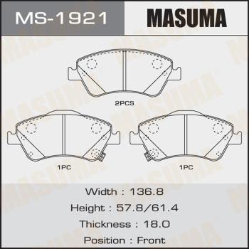 MASUMA MS-1921 - Комплект гальм, барабанний механізм autocars.com.ua