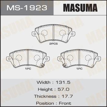MASUMA MS-1923 - Комплект тормозных колодок, барабанные avtokuzovplus.com.ua