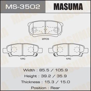 MASUMA MS-3502 - Комплект гальм, барабанний механізм autocars.com.ua