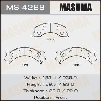 MASUMA MS-4288 - Комплект гальм, барабанний механізм autocars.com.ua