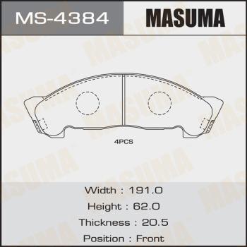 MASUMA MS-4384 - Комплект гальм, барабанний механізм autocars.com.ua