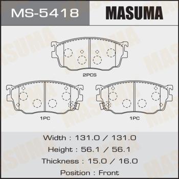MASUMA MS-5418 - Комплект гальм, барабанний механізм autocars.com.ua